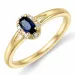 Safir ring i 14 karat gull 0,03 ct 0,35 ct