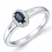 safir diamantring i 14 karat hvitt gull 0,03 ct 0,35 ct