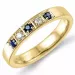 blå safir diamantring i 14 karat gull 0,06 ct 0,13 ct
