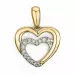 Hjerte diamantanheng i 14 karat gull og hvitt gull 0,08 ct