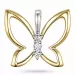 sommerfugl diamant anheng i 14 karat gull og hvitt gull 0,05 ct
