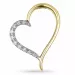 hjerte diamantanheng i 14 karat gull og hvitt gull 0,1 ct