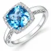 firkantet topas diamantring i 14 karat hvitt gull 0,12 ct 2,70 ct