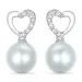 hjerte perle ørestikker i 14 karat hvitt gull med diamant 