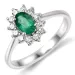smaragd rosettring i 14 karat hvitt gull 0,26 ct 0,47 ct