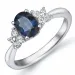 safir diamantring i 14 karat hvitt gull 0,18 ct 0,81 ct