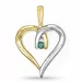 hjerte smaragd anheng i 14 karat gull og hvitt gull 0,04 ct