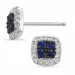 firkantet safir ørestikker i 14 karat hvitt gull med diamant og safir 