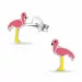 Flamingo rosa emalje øredobber i sølv