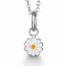 Lille Aagaard blomst anheng med halskjede i sølv hvit emalje gul emalje