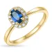oval syntetisk safir gullring i 9 karat gull