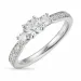 ekte diamant ring i 14 karat hvitt gull 0,30 ct 2 x 0,10 ct 0,11 ct