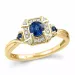 firkantet safir diamantring i 14 karat gull 0,07 ct 0,45 ct 0,09 ct