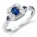 safir diamantring i 14 karat hvitt gull 0,07 ct 