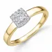 firkantet diamant ring i 14 karat gull og hvitt gull 0,20 ct 0,10 ct