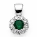 rundt smaragd diamantanheng i 14 karat hvitt gull 0,36 ct 0,45 ct