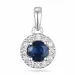 safir diamantanheng i 14 karat hvitt gull 0,45 ct 0,12 ct