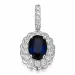 ovalt safir diamantanheng i 14 karat hvitt gull 0,274 ct 1,05 ct