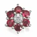 blomst rubin diamantanheng i 14 karat hvitt gull 0,97 ct 0,04 ct