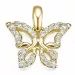 sommerfugl diamant anheng i 14 karat gull 0,134 ct