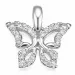 sommerfugl diamant anheng i 14 karat hvitt gull 0,134 ct