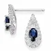 dråpe blå safir diamantøredobb i 14 karat hvitt gull med diamant og safir 