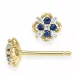 liten blomst safir diamantøredobb i 14 karat gull med diamant og safir 