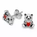 Hjerte panda ørestikker i sølv