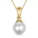 perle halskjede i forgylt sølv med anheng i 9 karat gull