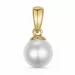 6 mm  sølv hvit perle anheng i 14 karat gull