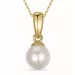 5 mm perle halskjede i forgylt sølv med anheng i 14 karat gull