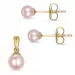 rosa perle sett med øredobber og anheng i 14 karat gull