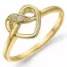 hjerte diamant ring i 9 karat gull 0,008 ct