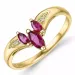 V rubin diamantring i 9 karat gull 0,01 ct 0,54 ct