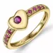 Hjerte rubin ring i 9 karat gull 0,27 ct
