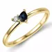 safir diamantring i 9 karat gull 0,22 ct 0,04 ct