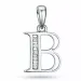 bokstav b diamant anheng i 9 karat hvitt gull 0,05 ct