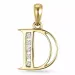 bokstav d diamant anheng i 9 karat gull 0,05 ct