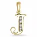bokstav j diamant anheng i 9 karat gull 0,04 ct