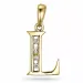 bokstav l diamant anheng i 9 karat gull 0,04 ct