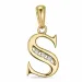 bokstav s diamant anheng i 9 karat gull 0,03 ct