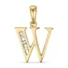 bokstav W diamant anheng i 9 karat gull 0,03 ct