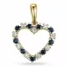 hjerte safir diamantanheng i 9 karat gull 0,20 ct 0,29 ct