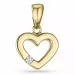 Hjerte diamant anheng i 9 karat gull 0,02 ct