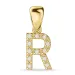 bokstav r diamant anheng i 14 karat gull 0,08 ct