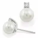 perle diamantøredobb i 9 karat hvitt gull med diamant 