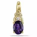Ovalt ametyst diamantanheng i 9 karat gull 0,01 ct 1,25 ct