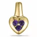 hjerte ametyst anheng i 9 karat gull 0,16 ct