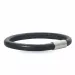 svart lær armbånd i stål x 6 mm