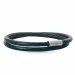 Rund svart lær armbånd i stål x 4 mm